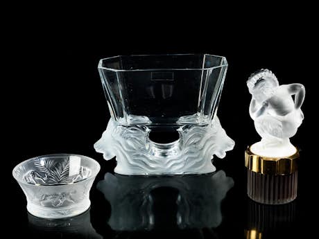 Konvolut von drei Lalique-Glasobjekten